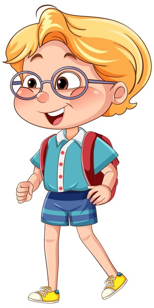 Personaje de dibujos animados de chico lindo con gafas