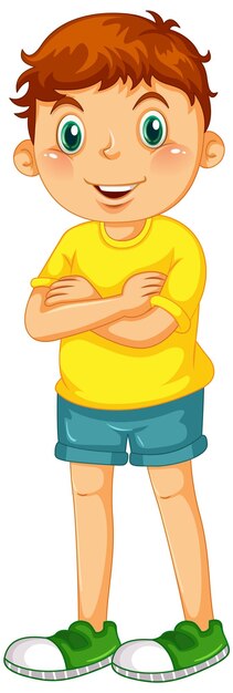 Personaje de dibujos animados de chico lindo sobre fondo blanco