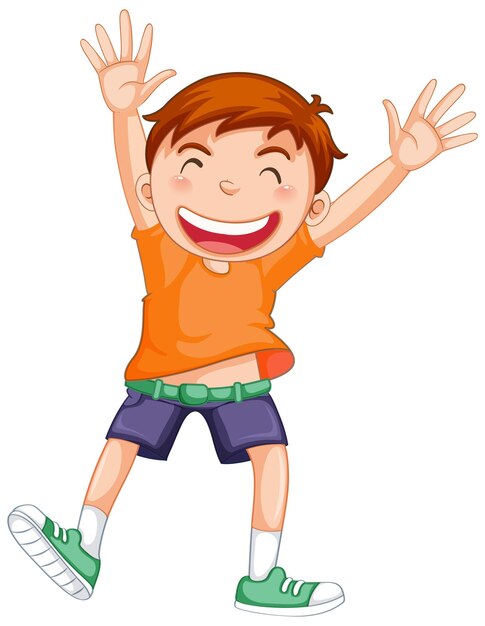 Personaje de dibujos animados de chico lindo sobre fondo blanco