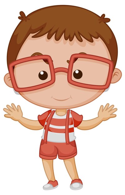 Personaje de dibujos animados de chico lindo sobre fondo blanco