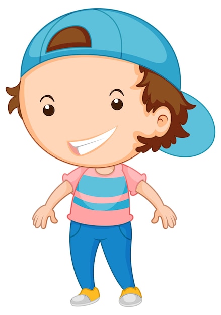 Personaje de dibujos animados de chico lindo sobre fondo blanco