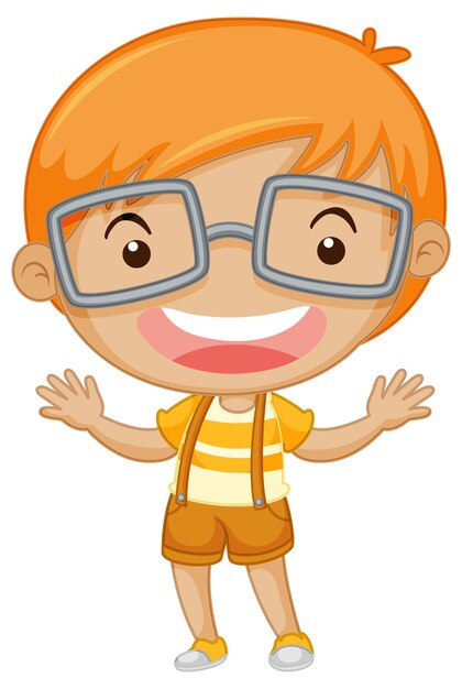 Personaje de dibujos animados de chico lindo sobre fondo blanco