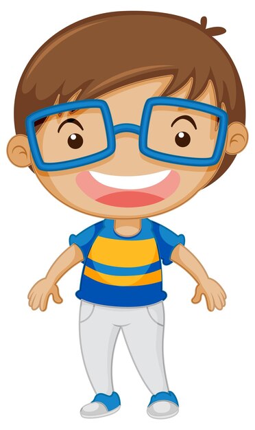 Personaje de dibujos animados de chico lindo sobre fondo blanco