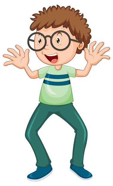 Personaje de dibujos animados de chico nerd