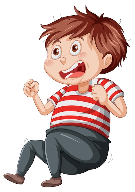 Vector gratuito un personaje de dibujos animados de choque de niño sobre fondo blanco.