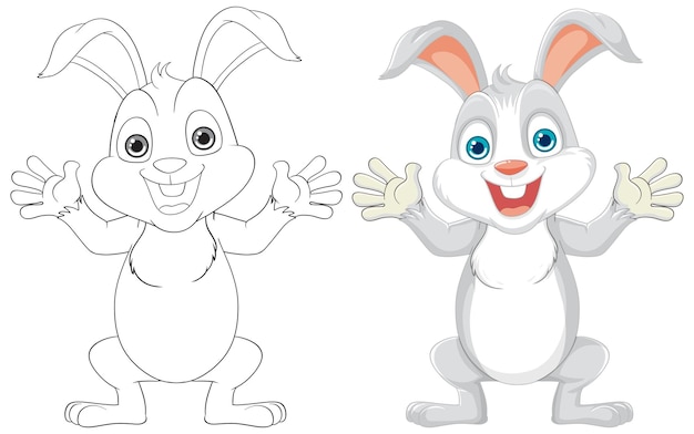 Un personaje de dibujos animados de conejo alegre sonriendo en una ilustración vectorial