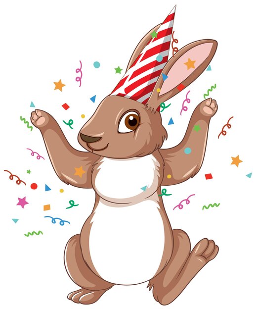 Personaje de dibujos animados de conejo de celebración
