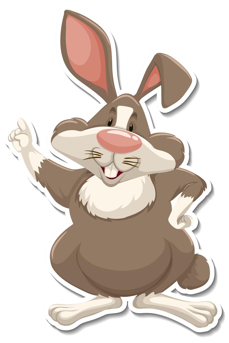 Vector gratuito personaje de dibujos animados de conejo sobre fondo blanco