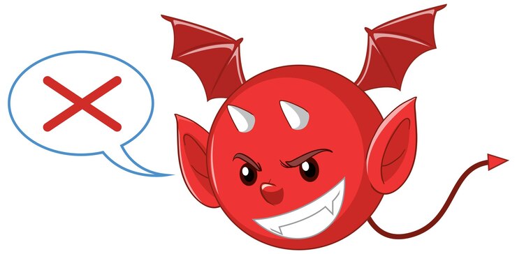 Vector gratuito personaje de dibujos animados de diablo malvado sobre fondo blanco