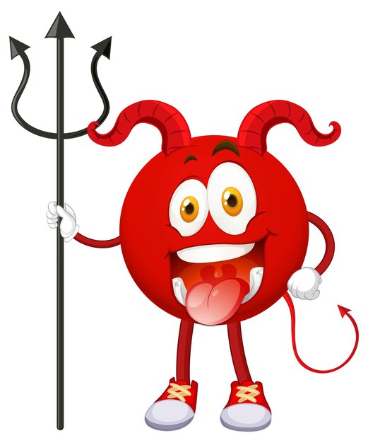 Un personaje de dibujos animados de diablo rojo con expresión facial.