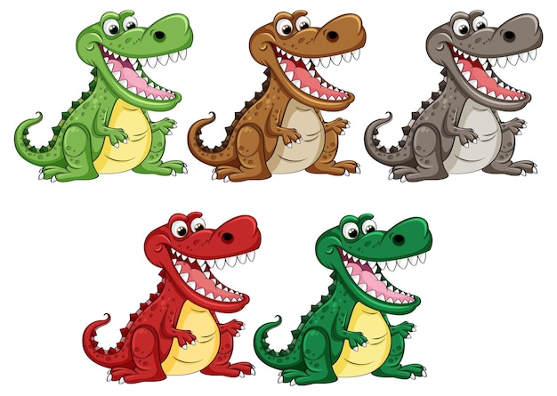 Personaje de dibujos animados divertido cocodrilo