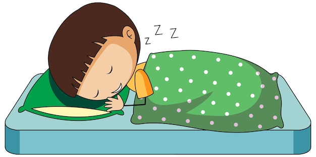 Personaje de dibujos animados de doodle de dormir de niño aislado
