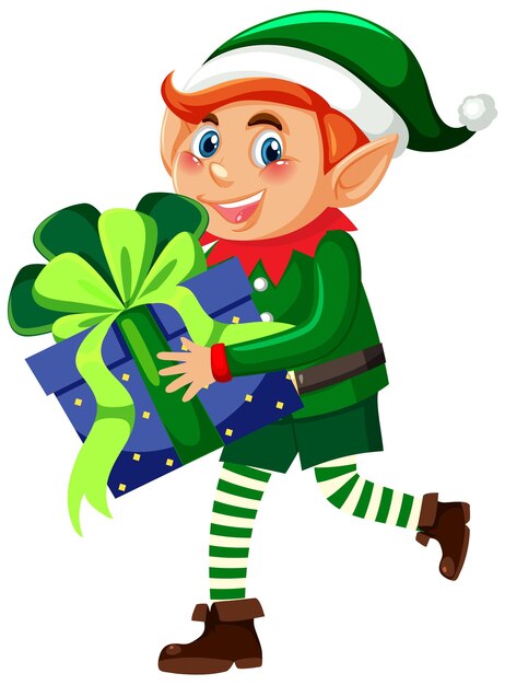 Personaje de dibujos animados de duende navideño