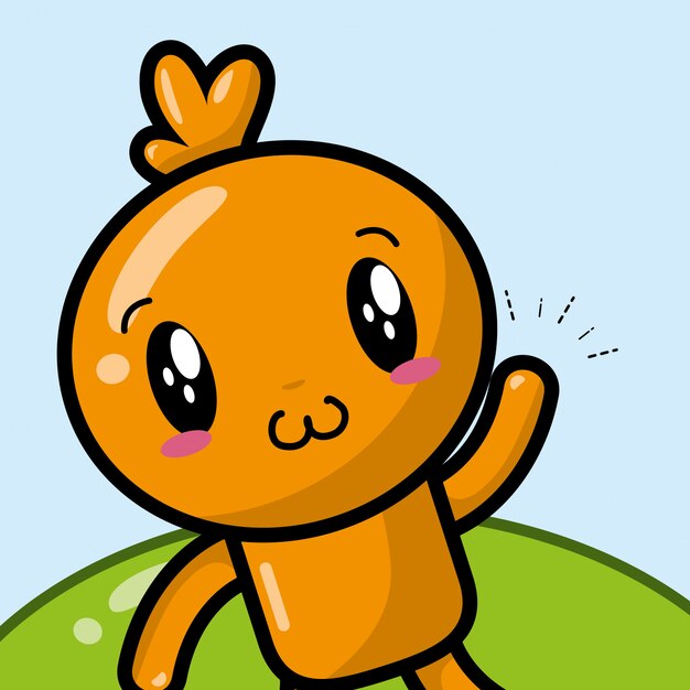 Personaje de dibujos animados feliz naranja Kawaii