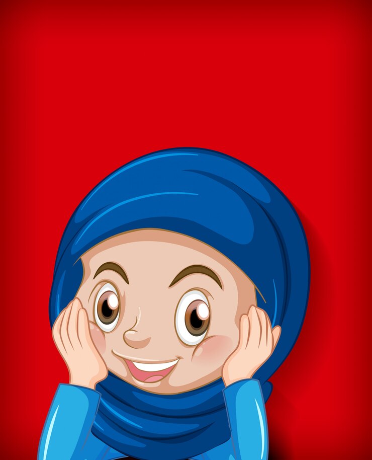 Vector gratuito personaje de dibujos animados feliz niña musulmana