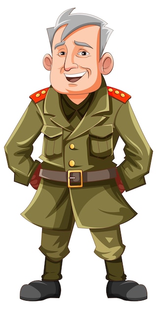 Personaje de dibujos animados feliz oficial del ejército