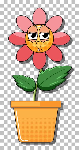 Personaje de dibujos animados de flores en maceta
