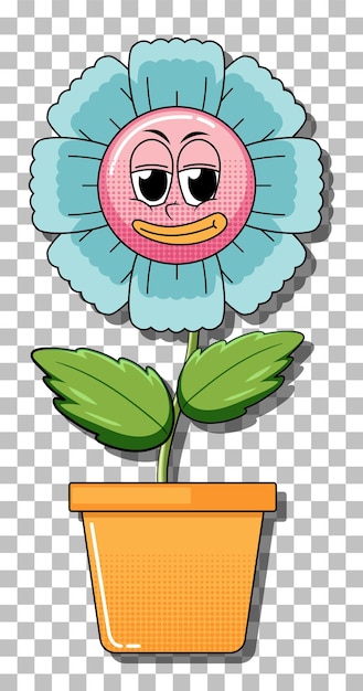 Personaje de dibujos animados de flores en maceta