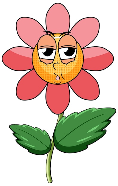 Vector gratuito un personaje de dibujos animados de flores sobre fondo blanco.