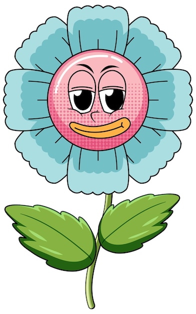 Personaje de dibujos animados de flores sobre fondo blanco.