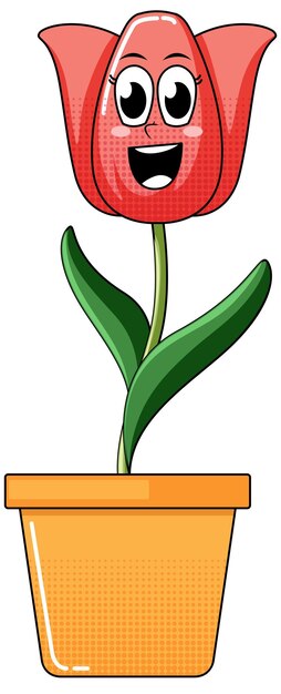 Un personaje de dibujos animados de flores sobre fondo blanco.
