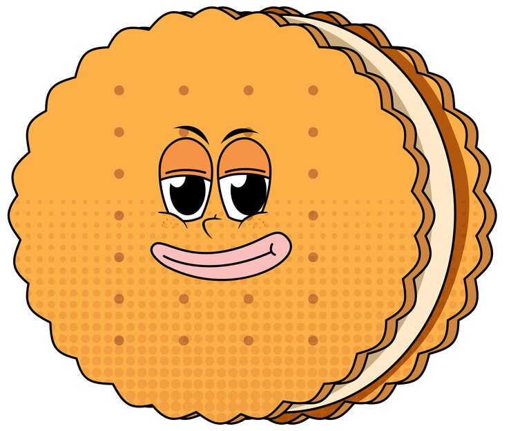 Vector gratuito un personaje de dibujos animados de galletas sobre fondo blanco.