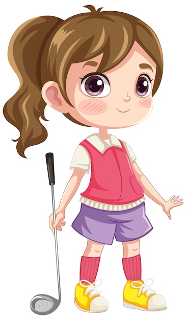 Vector gratuito personaje de dibujos animados de golfista profesional aislado con palo de golf