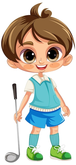 Vector gratuito personaje de dibujos animados de golfista profesional aislado con palo de golf