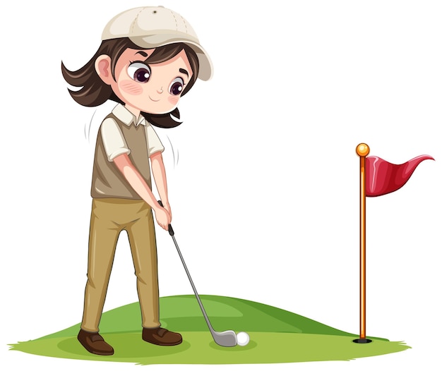 Vector gratuito personaje de dibujos animados de golfista profesional aislado