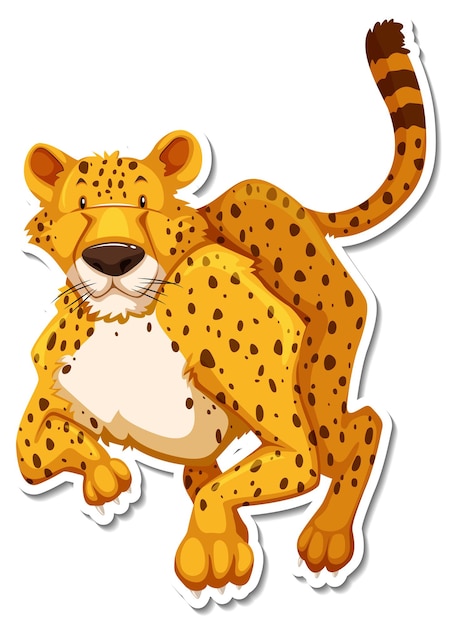 Personaje de dibujos animados de guepardo sobre fondo blanco