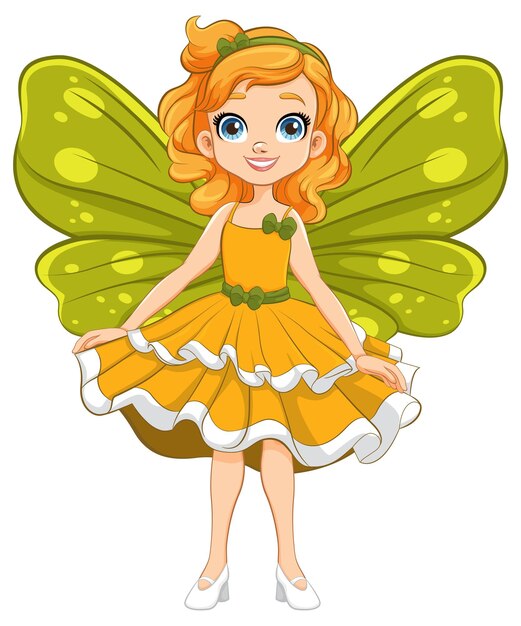 Personaje de dibujos animados de hadas de fantasía en traje de princesa