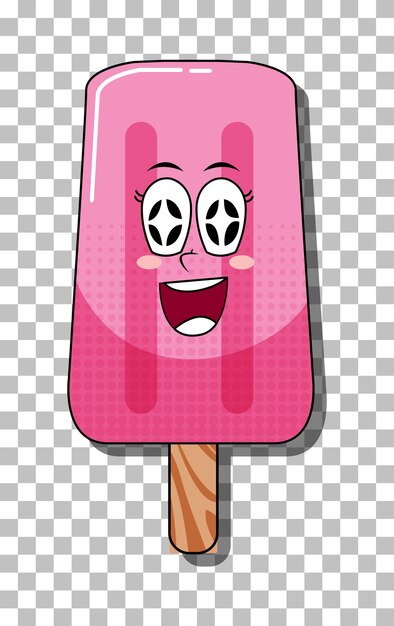 Personaje de dibujos animados de helado rosa aislado
