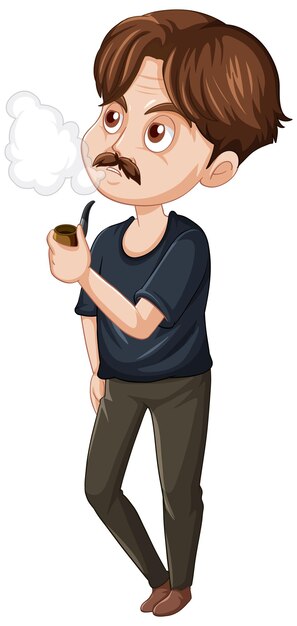 Un personaje de dibujos animados de hombre fumando sobre fondo blanco