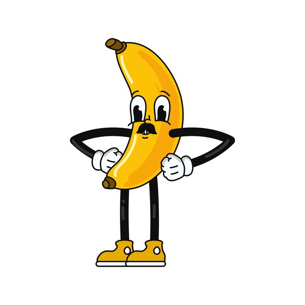 personaje de dibujos animados icono de fruta de plátano aislado