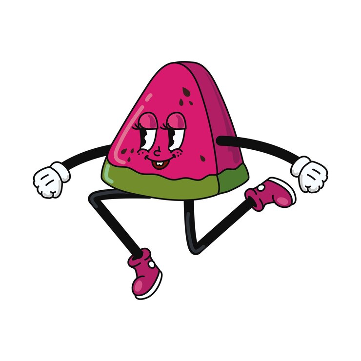 Vector gratuito personaje de dibujos animados icono de la fruta de la sandía aislado