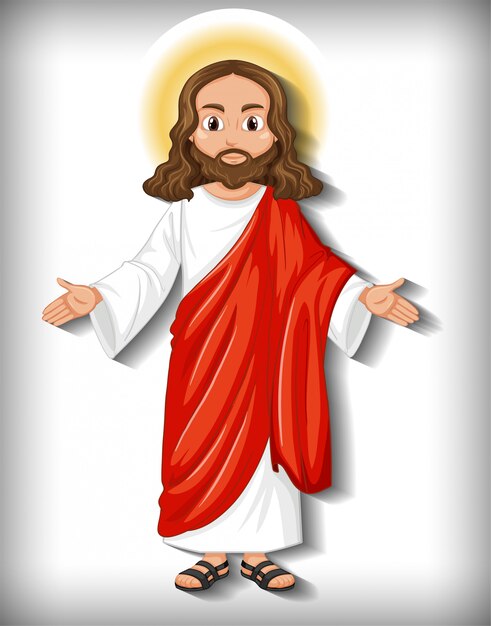 Personaje de dibujos animados de jesús aislado