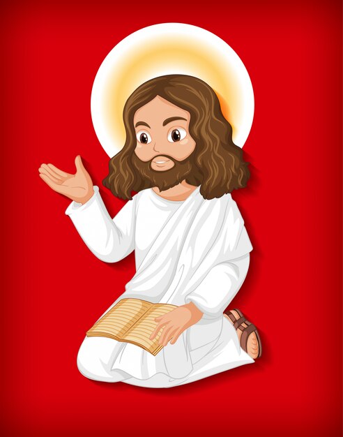 Personaje de dibujos animados de jesús aislado