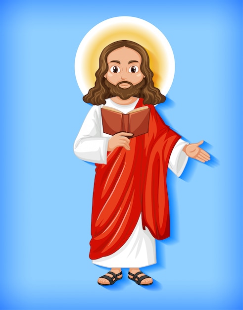 Vector gratuito personaje de dibujos animados de jesús aislado