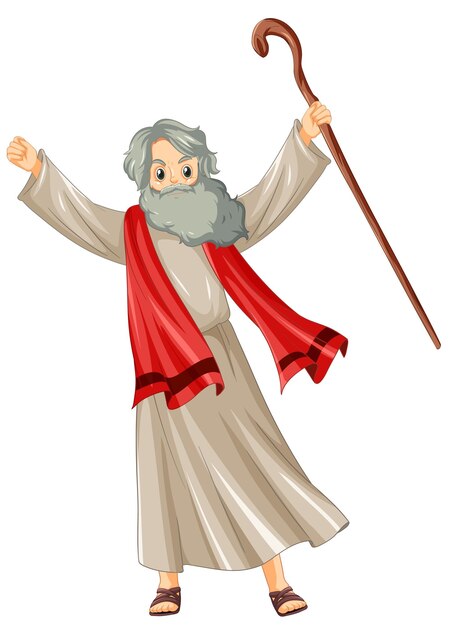 Personaje de dibujos animados de Jesús sobre fondo blanco.