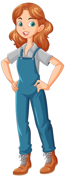 Personaje de dibujos animados de joven agricultora