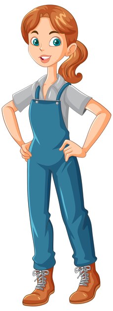 Personaje de dibujos animados de joven agricultora