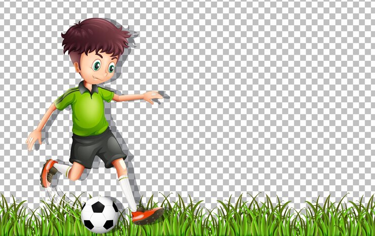 Vector gratuito personaje de dibujos animados de jugador de fútbol sobre fondo transparente