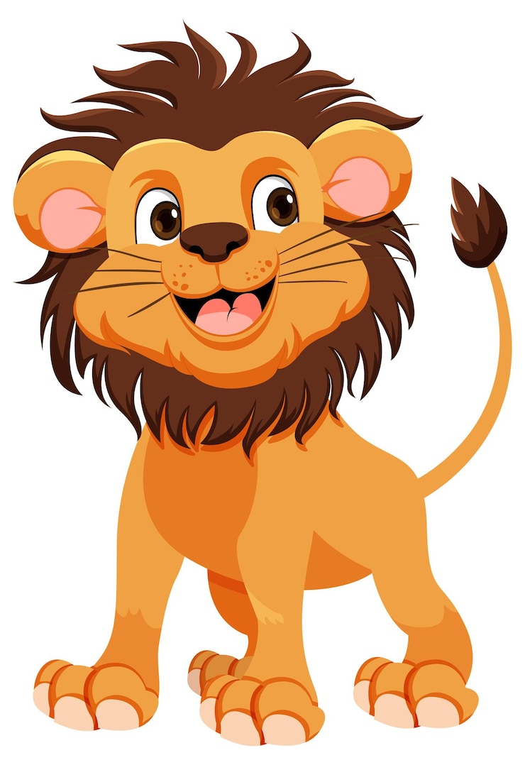 Vector gratuito el personaje de dibujos animados del león lindo