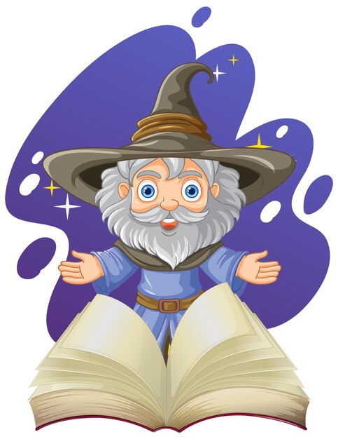 Personaje de dibujos animados con libro abierto