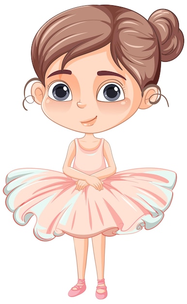 Personaje de dibujos animados de linda chica con traje de ballet rosa