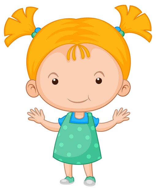Personaje de dibujos animados lindo chica sobre fondo blanco