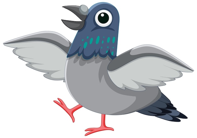 Vector gratuito personaje de dibujos animados lindo pájaro paloma caminando aislado