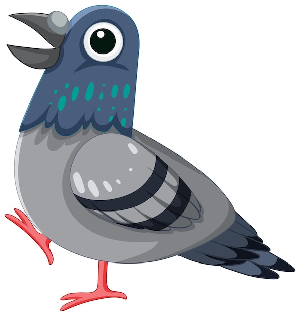 Personaje de dibujos animados lindo pájaro paloma caminando aislado