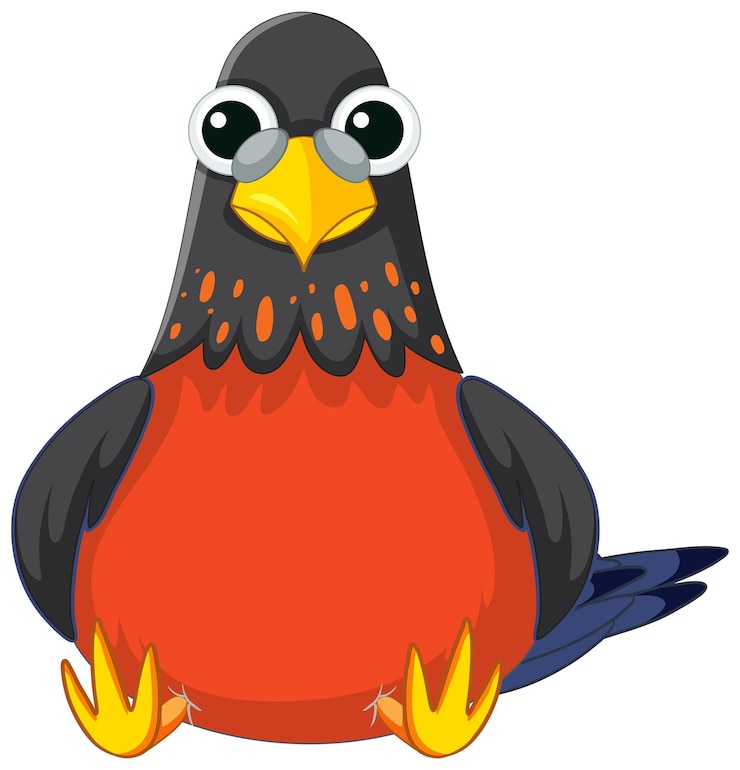 Vector gratuito personaje de dibujos animados lindo pájaro sentado en estilo vectorial