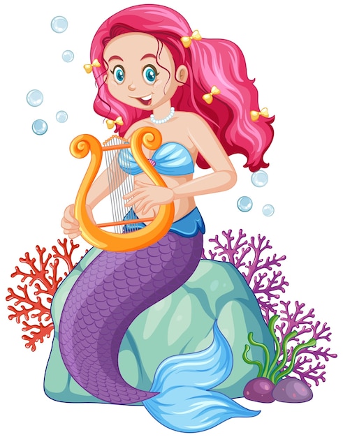 Personaje de dibujos animados lindo sirena